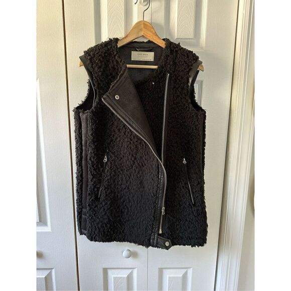 ZARA Faux Fur/Leather Motorcycle Vest Jacket - Picture 5 of 7